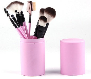 12-Piece Makeup Brush Set in Pink