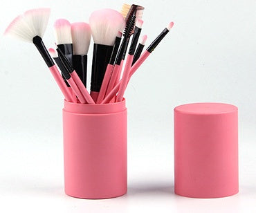 12-Piece Makeup Brush Set in Rose Pink