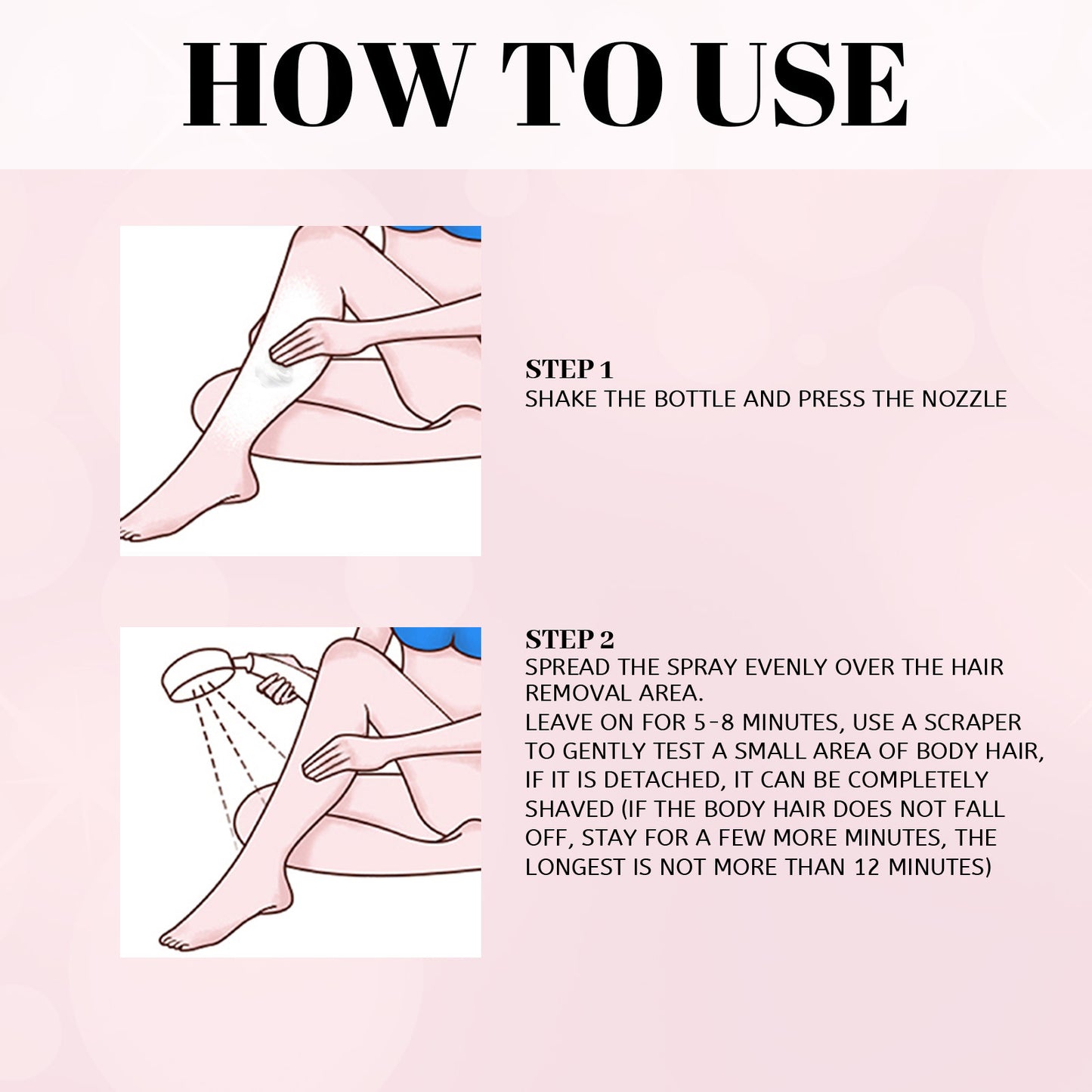 Non-irritating Gentle Foam Mousse Hair Removal Spray Instructions