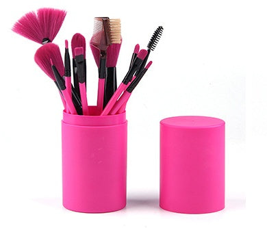 12-Piece Makeup Brush Set in Rose Red