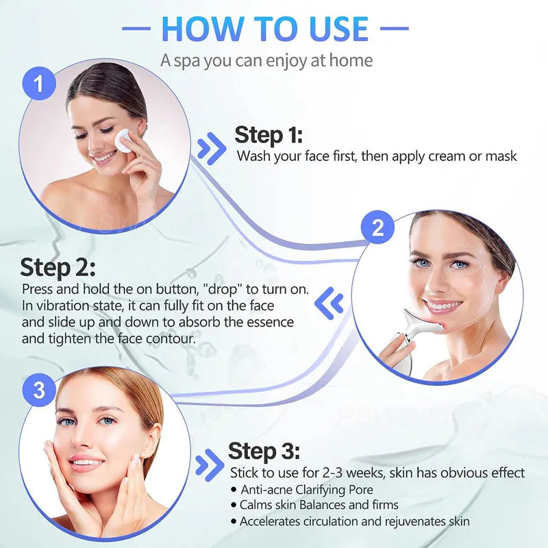 3-Color Facial Light Therapy Massage Device Instructions
