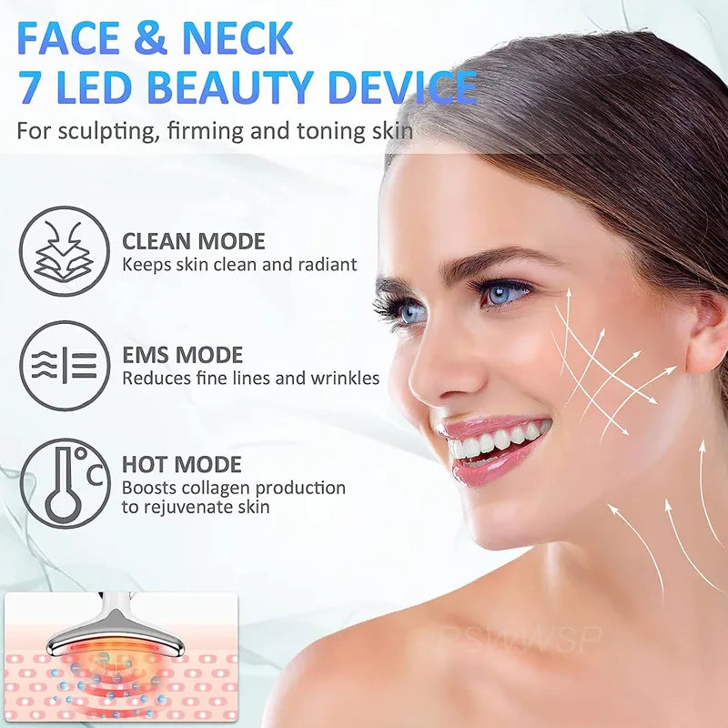3-Color Facial Light Therapy Massage Device Modes