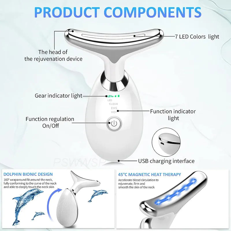 3-Color Facial Light Therapy Massage Device components