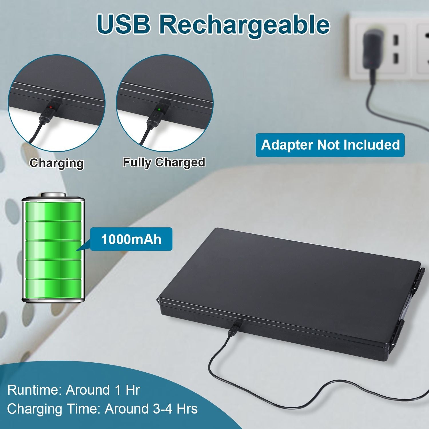 3-Way LED Tri-Fold Portable Self-Haircut & Makeup Mirror, USB-Rechargeable