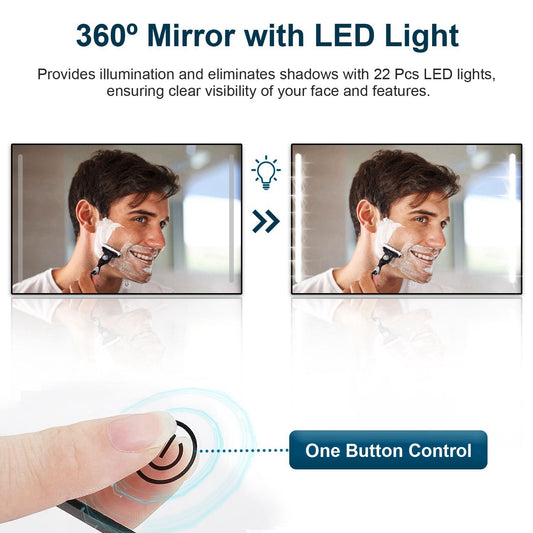 3-Way LED Tri-Fold Portable Shaving Mirror, USB-Rechargeable