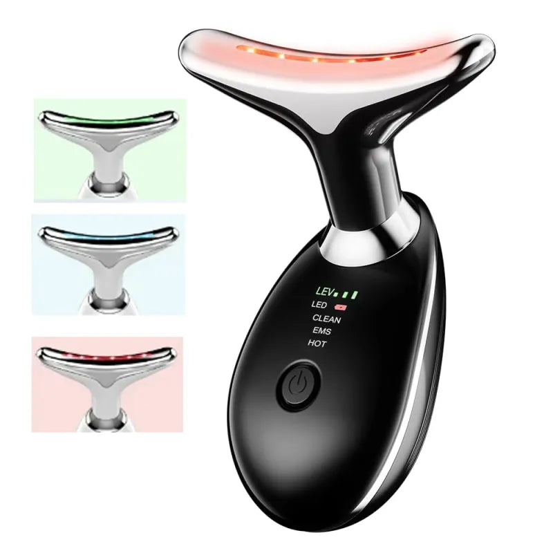 Black 3-Color Facial Light Therapy Massage Device