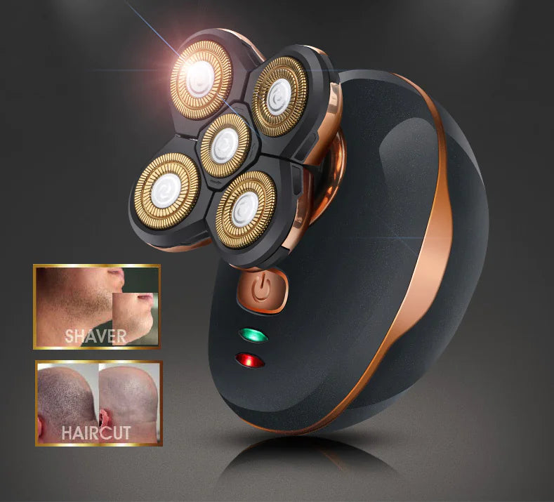Black Electric Shaver with Five Blades for Head and Beard