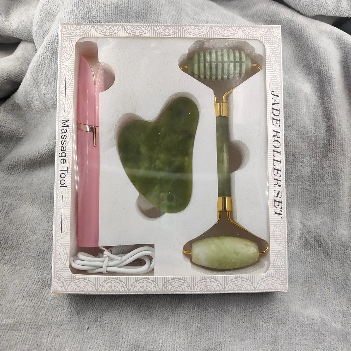 Electric Eyebrow Trimmer Jade Roller Scraping Board Set In Package