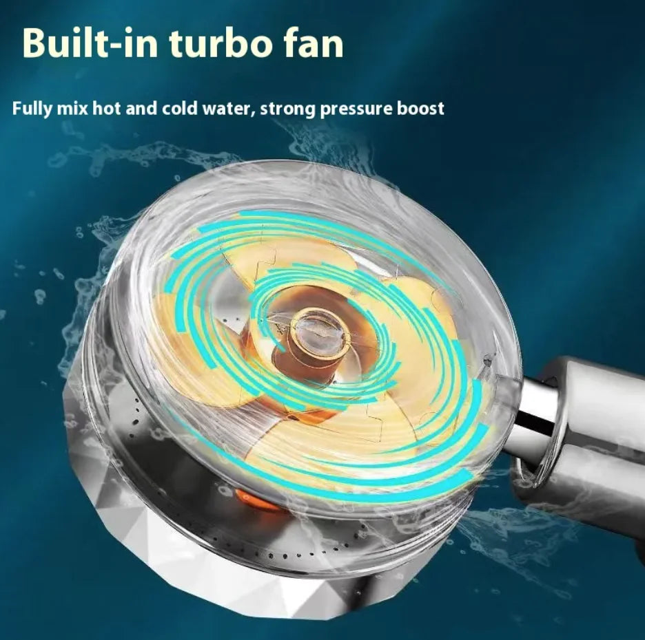 Gold Turbo Propeller Shower head with Built-in turbo fan