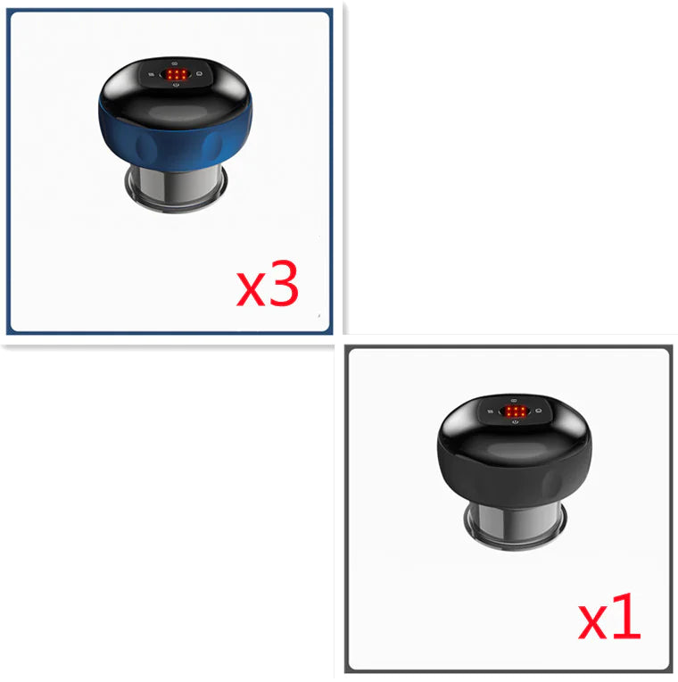 Mini USB Massage Cupper 4pc Set 3 Blue 1 Black
