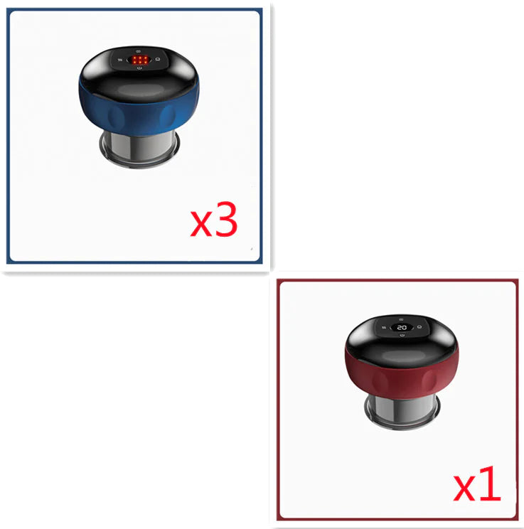 Mini USB Massage Cupper 4pc Set 3 Blue 1 Red