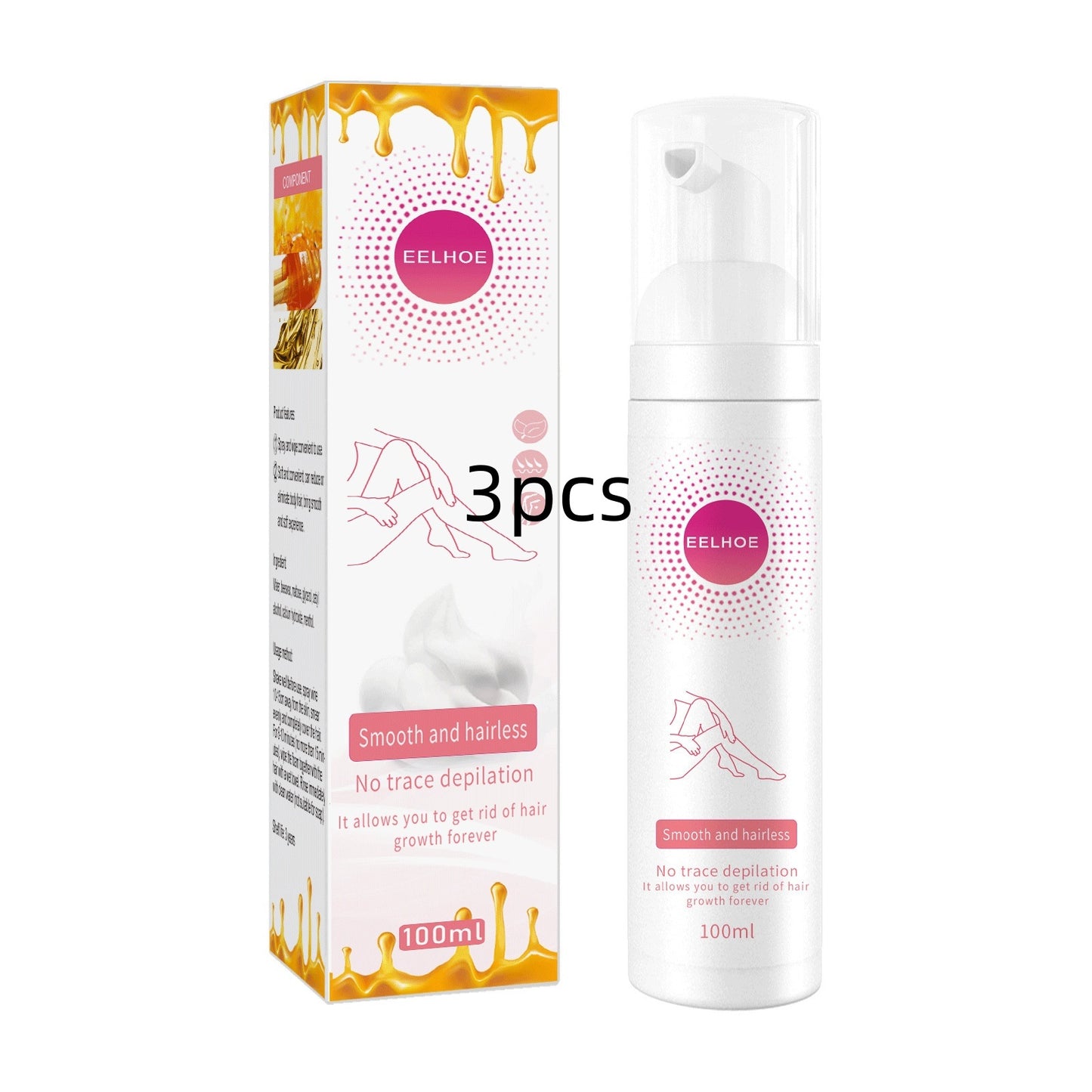Non-irritating Gentle Foam Mousse Hair Removal Spray 100ml 3 pcs