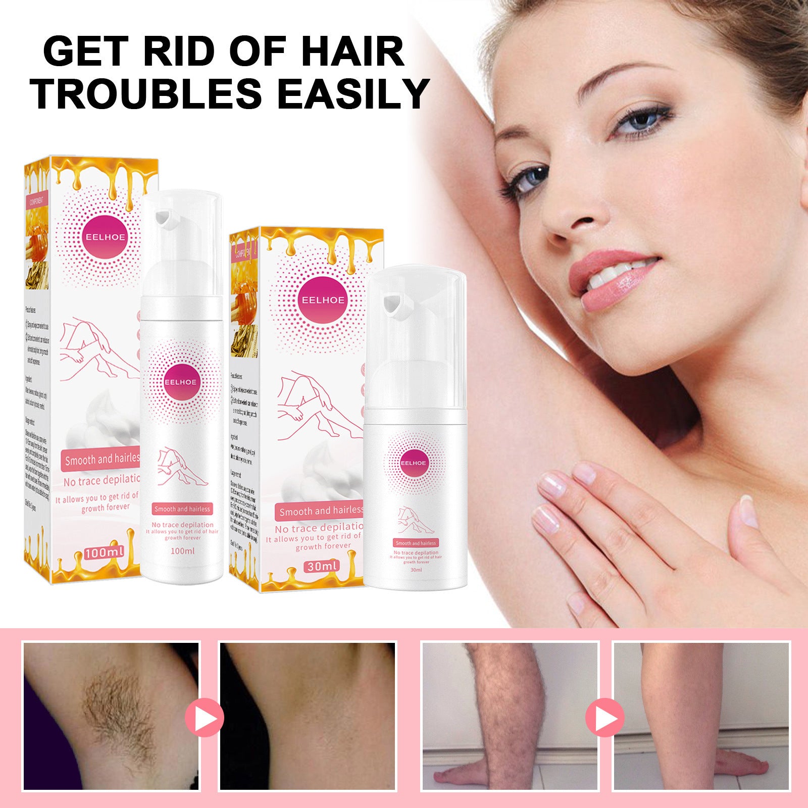 Non-irritating Gentle Foam Mousse Hair Removal Spray Get Rid Of Hair Troubles