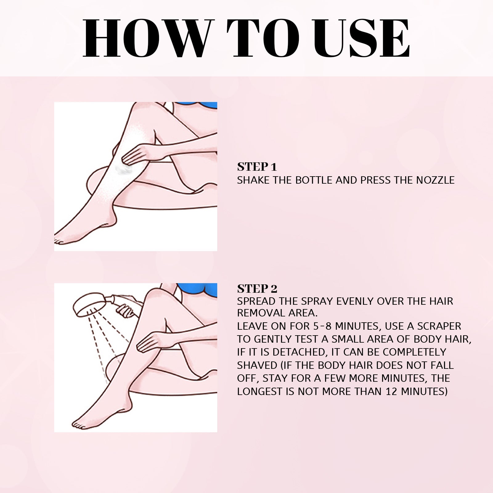 Non-irritating Gentle Foam Mousse Hair Removal Spray Instructions