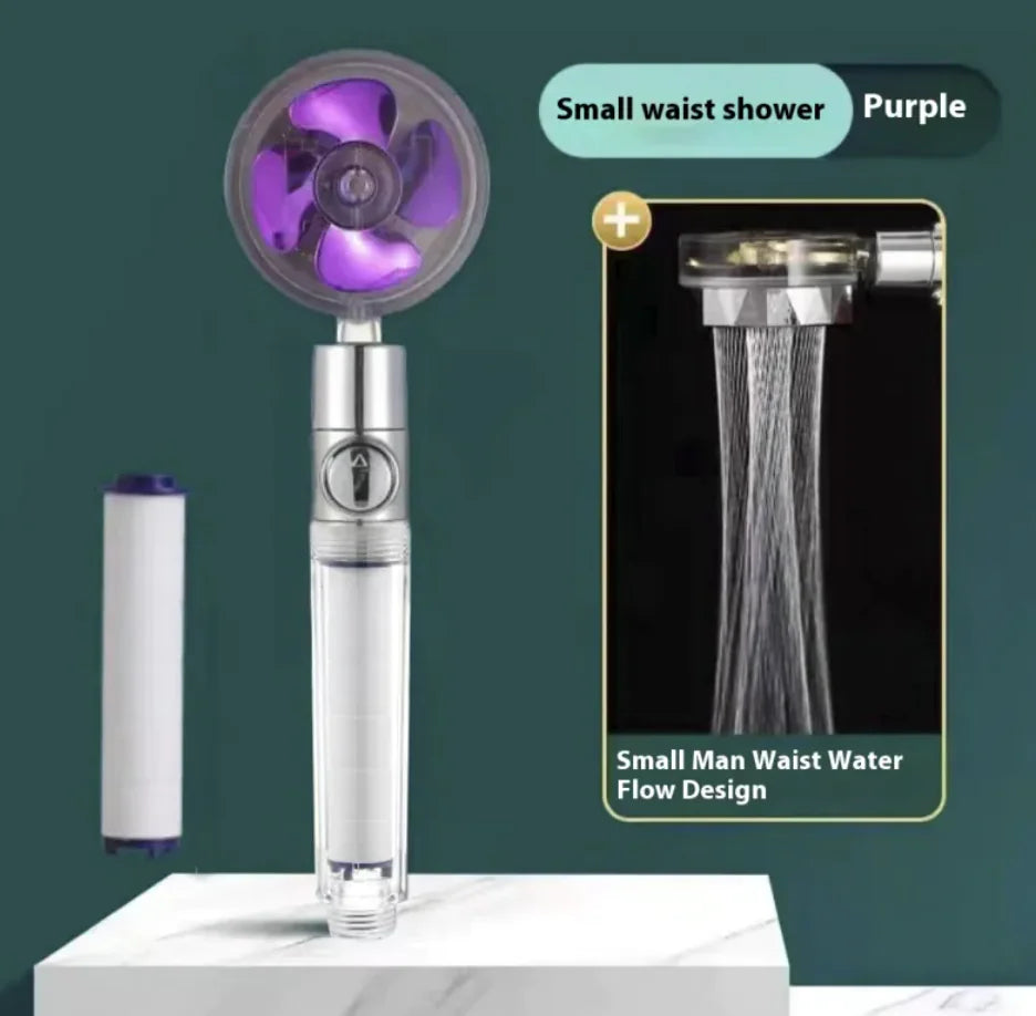 Purple Turbo Handheld Shower head with Silver Handle