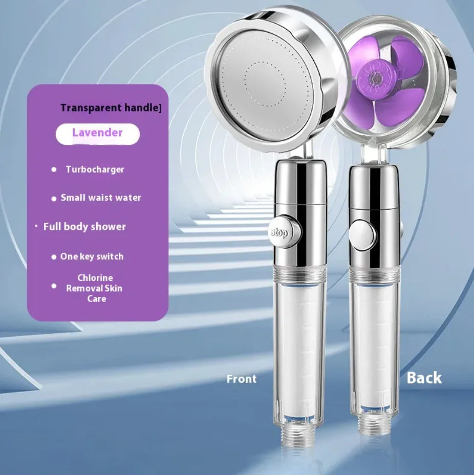 Purple Turbo Handheld Shower head with Transparent Handle