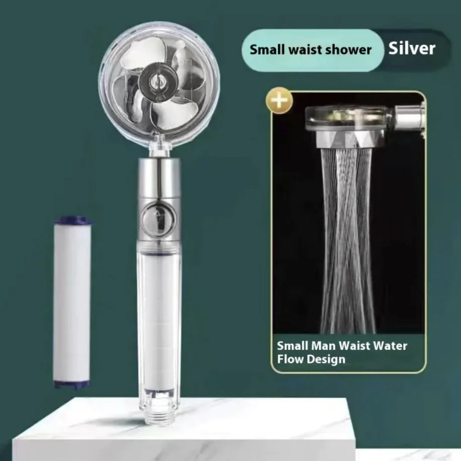 Silver Turbo Handheld Shower head with Silver Handle