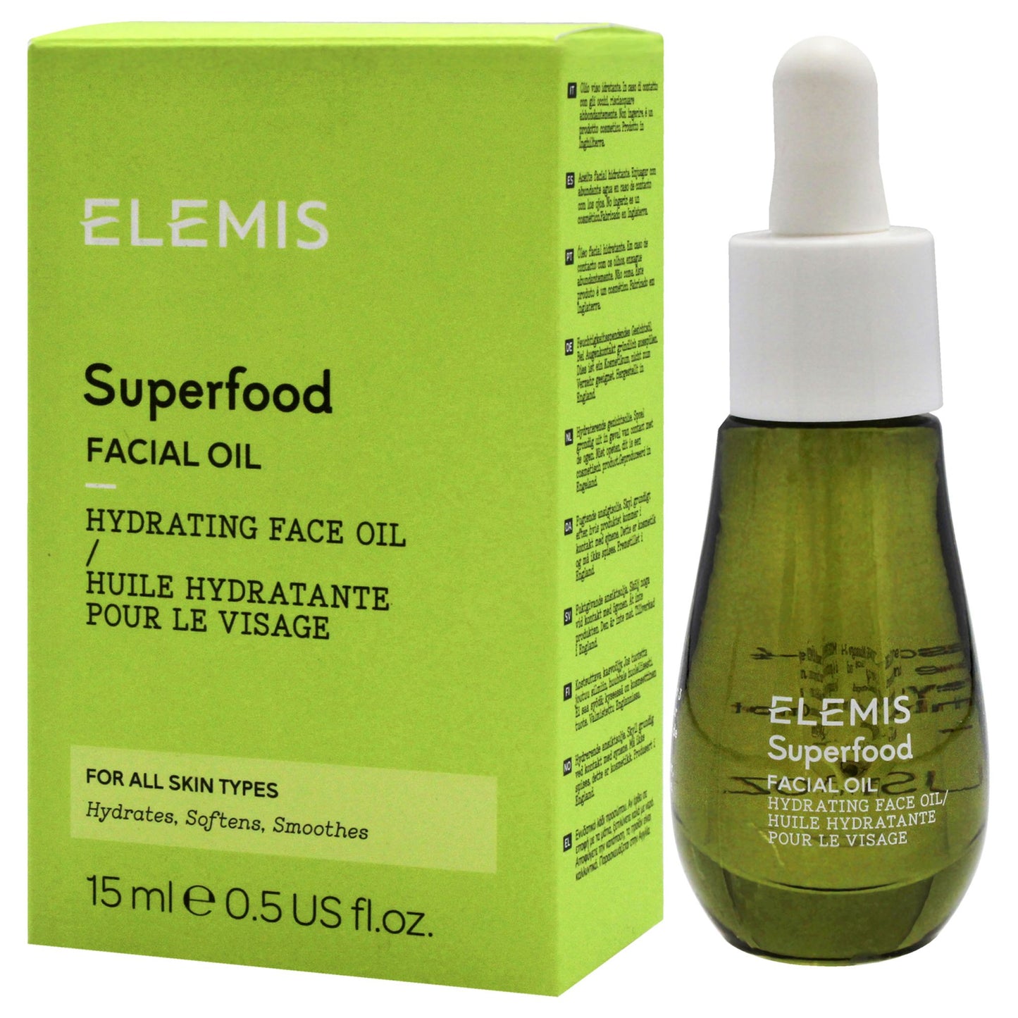 Superfood Facial Oil by Elemis for Women - 0.5 oz Oil with box and side
