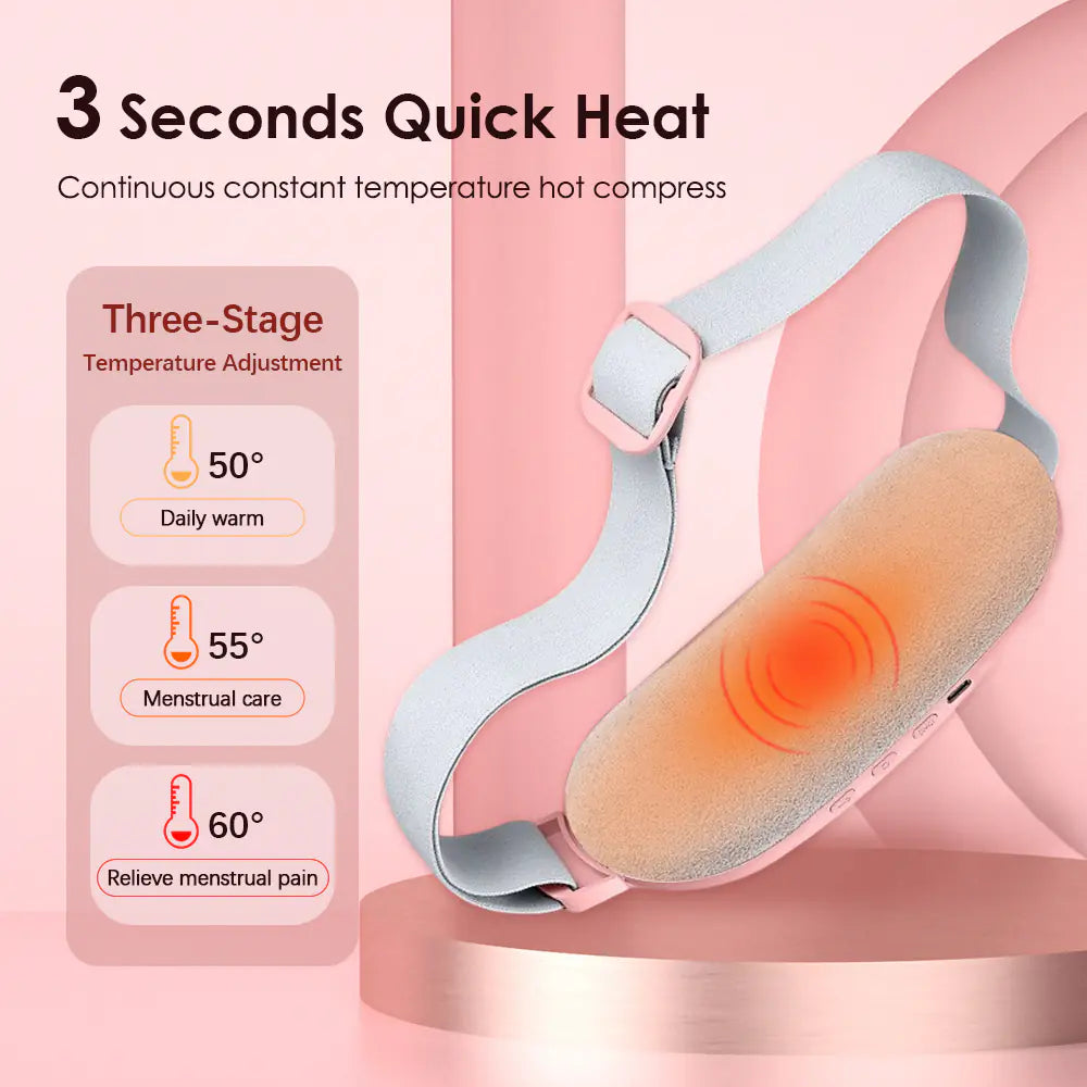 Uterine Heat Belt for Menstrual Pain Relief and Massage 3 Second Heat