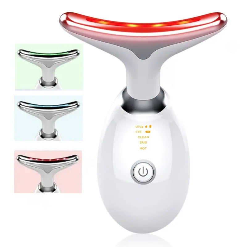 White 3-Color Facial Light Therapy Massage Device